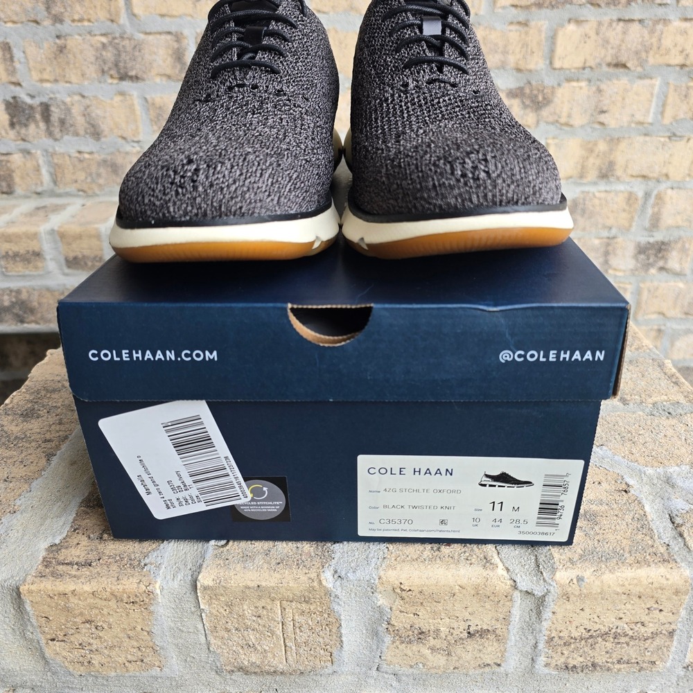 Cole Haan 4ZG Stitchlite Oxford Black Twisted Knit Mens 11 C35370 ZeroGrand Shoe